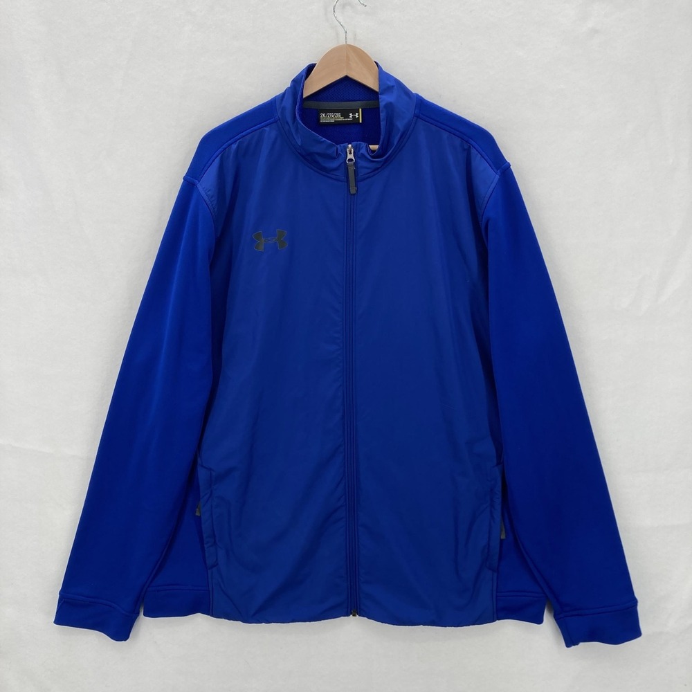 Under Armour Jacket Mens 2XL Blue ColdGear Fitted Full Zip Athletic Training